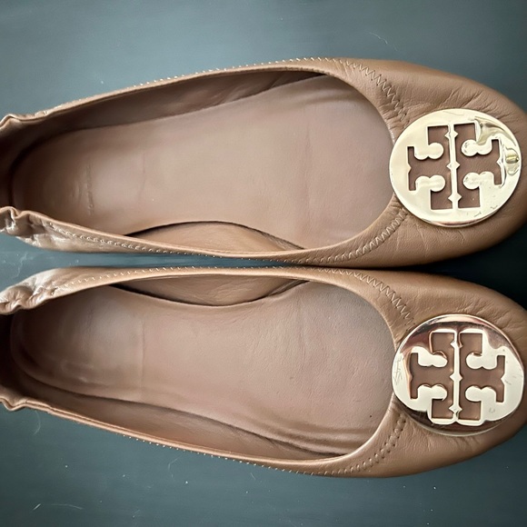 Tory Burch Minnie Ballet Flats, Royal Tan and Gold, Size 9, Great Condition! - Picture 6 of 6